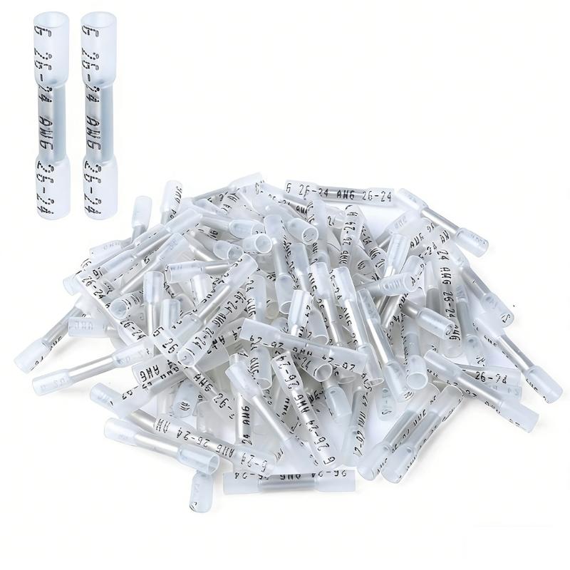 100PCS Solderless Cable Connectors with See Through Tube Wire Joiners set for Secure Wiring In Marine & DIY Projects