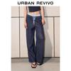 UR Women's Retro Patchwork Striped Tie-Waist Denim Pants