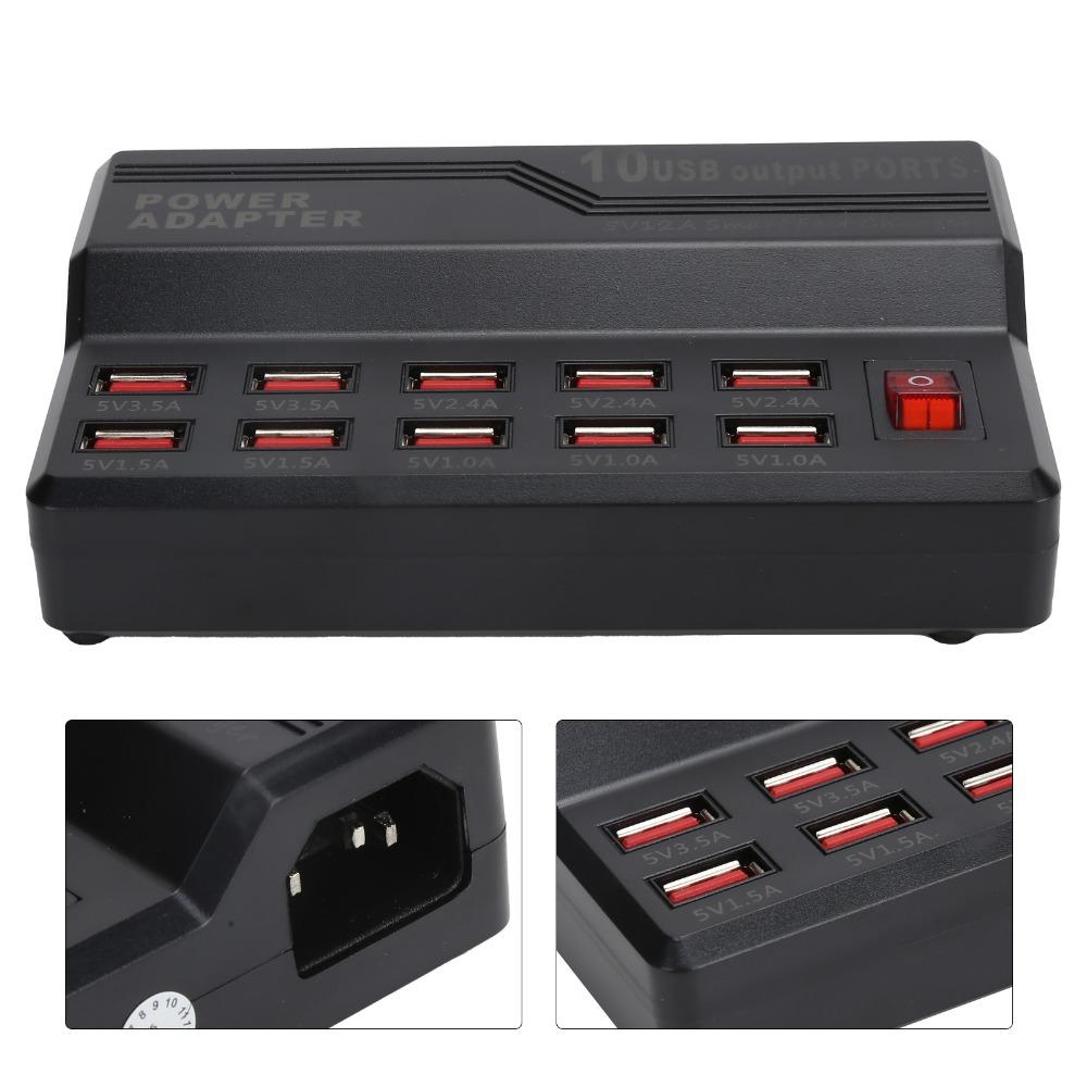 Универсальное USB-зарядное устройство 12A, Быстрая зарядка, 10 портов, Зарядное устройство с несколькими портами, 60 Вт, USB-станция для зарядки, Для путешествий