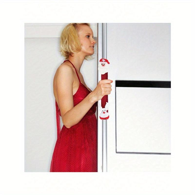 Рождественские чехлы на ручки духовки и холодильника, плюшевые декоративные чехлы с Санта-Клаусом и оленями - Кухонное праздничное украшение