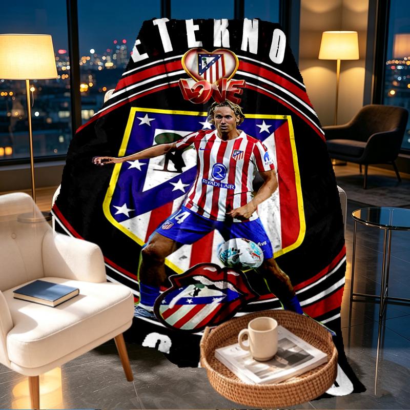Atletico Madrid Print Blanket - Soft & Comfortable, for Bedroom, Travel, Sofa, Home Decoration - Birthday Christmas Gift for Friend