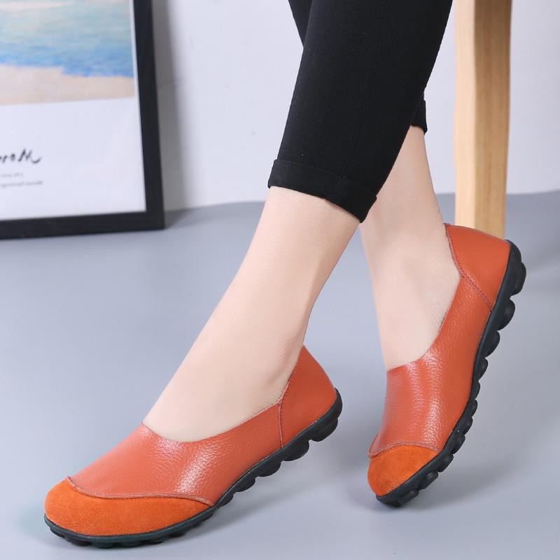 Летние женские кожаные туфли для вождения, удобные туфли на плоской подошве, повседневные туфли без застежек для беременных и кормящих матерей