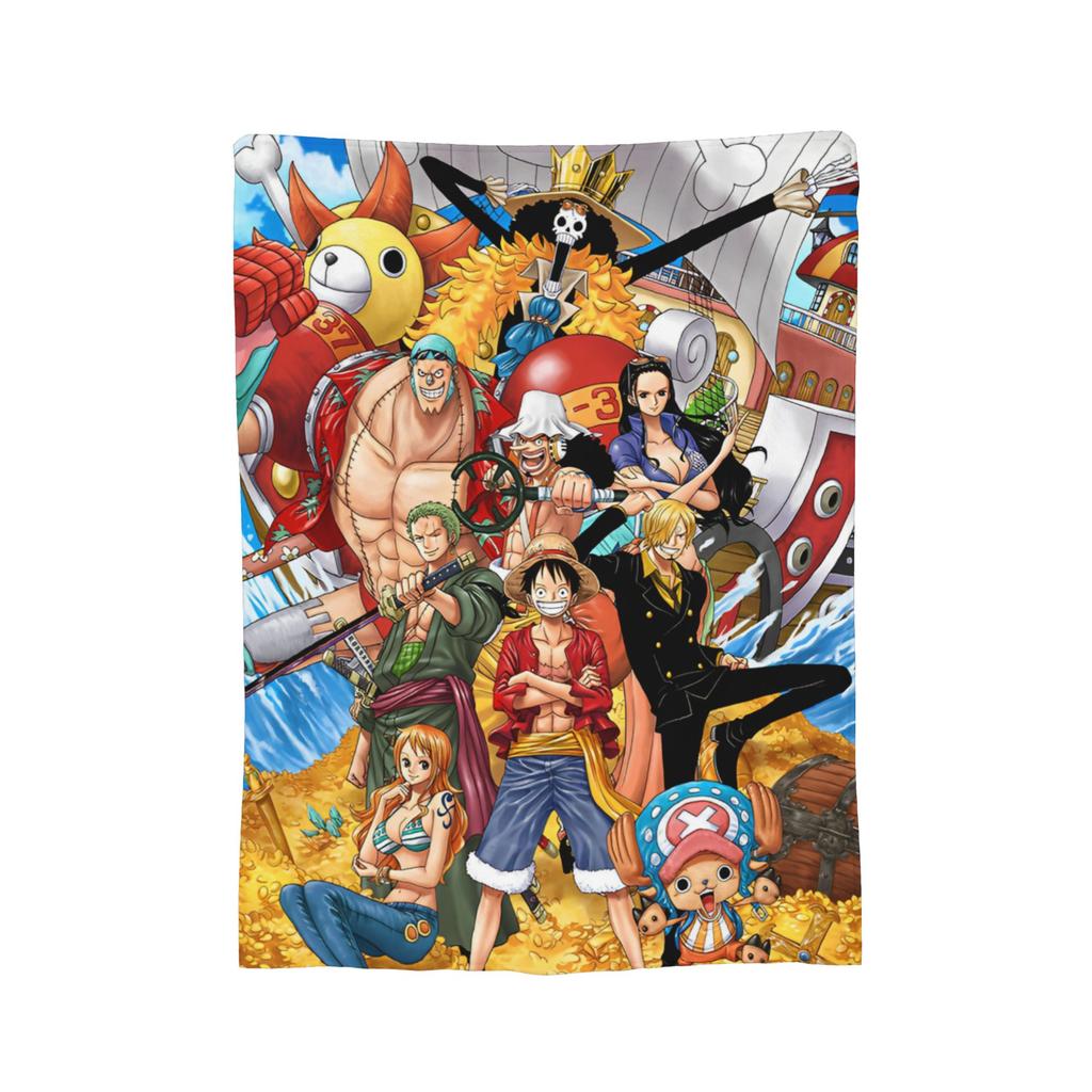 Japanese Anime Blanket Fleece Spring Autumn Luffy Anime Multifunction Lightweight Thin Throw Blanket for Bed Travel Bedspreads