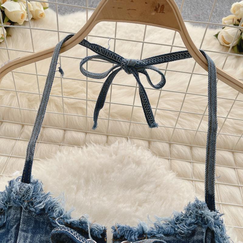 Винтажный комплект на шнуровке Design Sense из 2 предметов Купальник женский эстетический с подвесной шеей ковбойский бандажный комплект бикини женский корейский дизайнерский песочный пляжный костюм