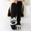 Kawaii Cartoon Socks For Women Cute Cat Paw Pattern Stockings Coral Fleece Warm Socks Funny Home Floor Sleeping