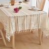 Скатерть в американском ретро-стиле Премиальная Прямоугольная Кисточка Настольная салфетка Ткань для фотофона Вязаная Ажурная Атмосфера Пылезащитная Декоративная Ткань