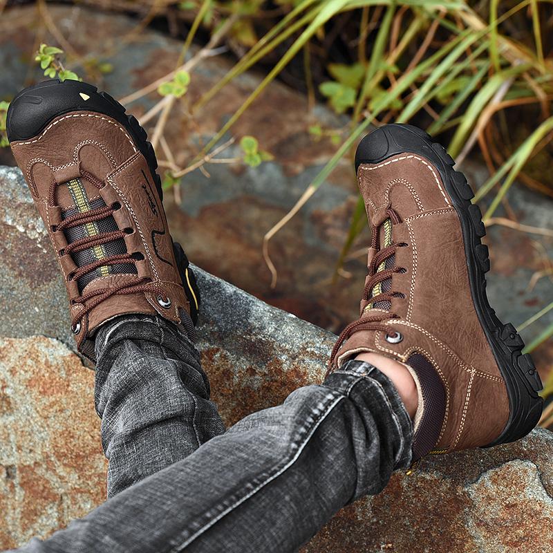 Men's Hiking Shoes Leather Outdoor Shoes Wear-resistant Men Trekking Walking Hunting Tactical Sneakers