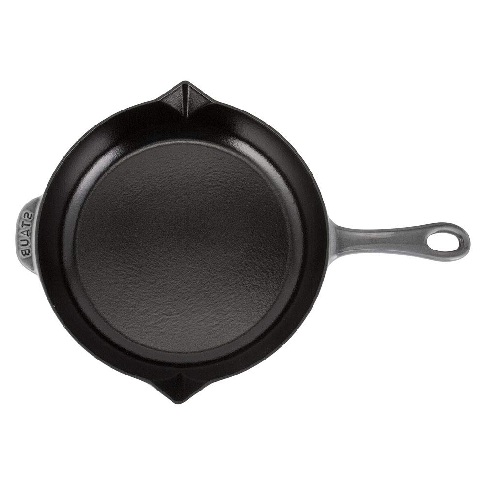Staub Frying Pan 26cm IH Compatible Enamel Skillet Stylish Cast Iron Handle Round Graphite Gray [Staub Pot] 1222618/40510-616-0 [Item]