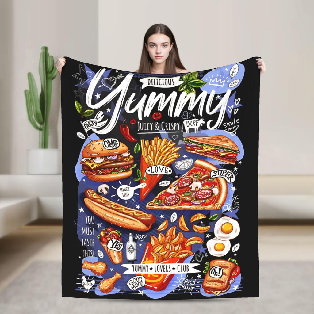 Fast Food Mexican Nachos Burritos Tacos Blanket Cover Snack Throw Blankets Bedroom Sofa Quilt Soft Warm Bedspread Multi-function