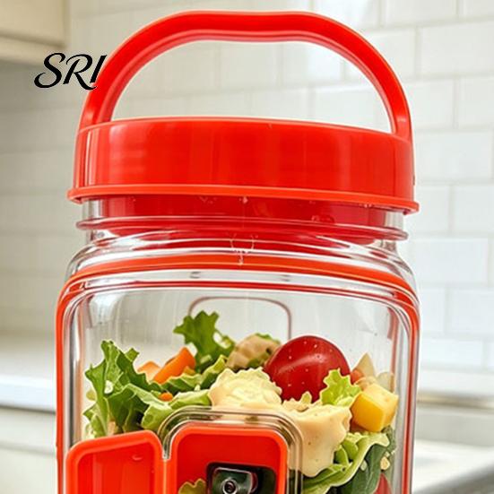 Leak-proof Salad Container Jar Side Open Leakproof Meal Prep Box Layered with Dressing Compartment Reusable Food-Safe Bowl for Travel Office