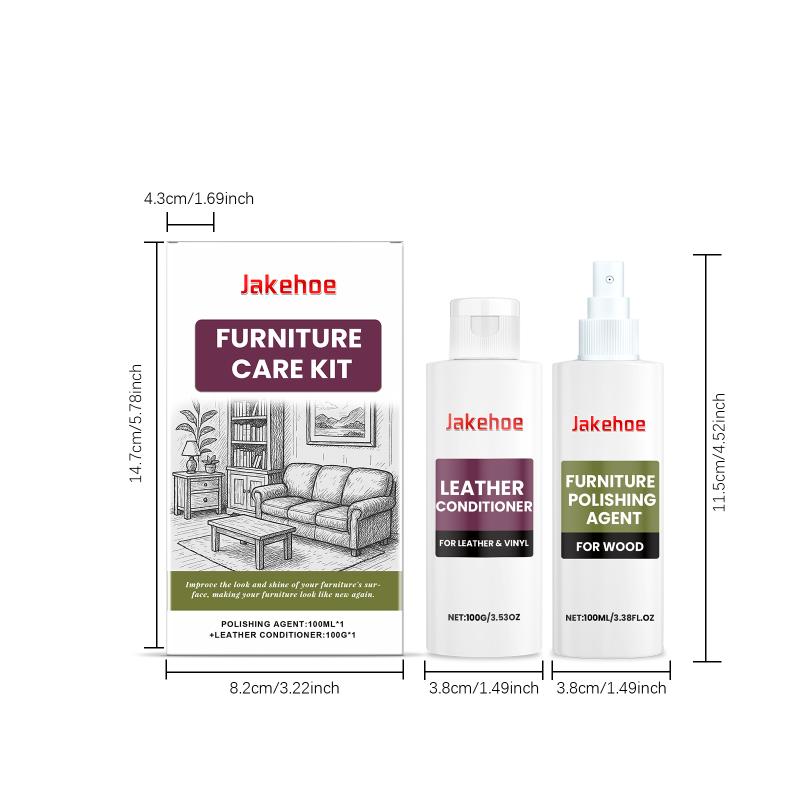 Jakehoe Furniture Care Set Wooden Leather Furniture Care Renovation Gloss Maintenance Portable Set