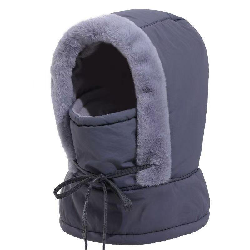 Шапка с капюшоном Winter Plus Velvet и утепленным капюшоном с защитой от холода и теплым воротником. Зимняя шапка. Вязаная шапка для велоспорта.