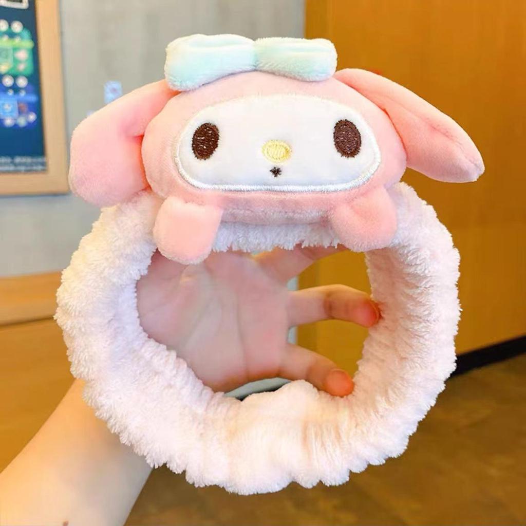 Корейская Милая Sanrio Мультяшная Плюшевая Повязка на Голову для Умывания Резинка для Волос