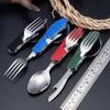Tableware 4 In 1 Multifunction Outdoor Camping Stainless Steel Folding Pocket Kits Portable