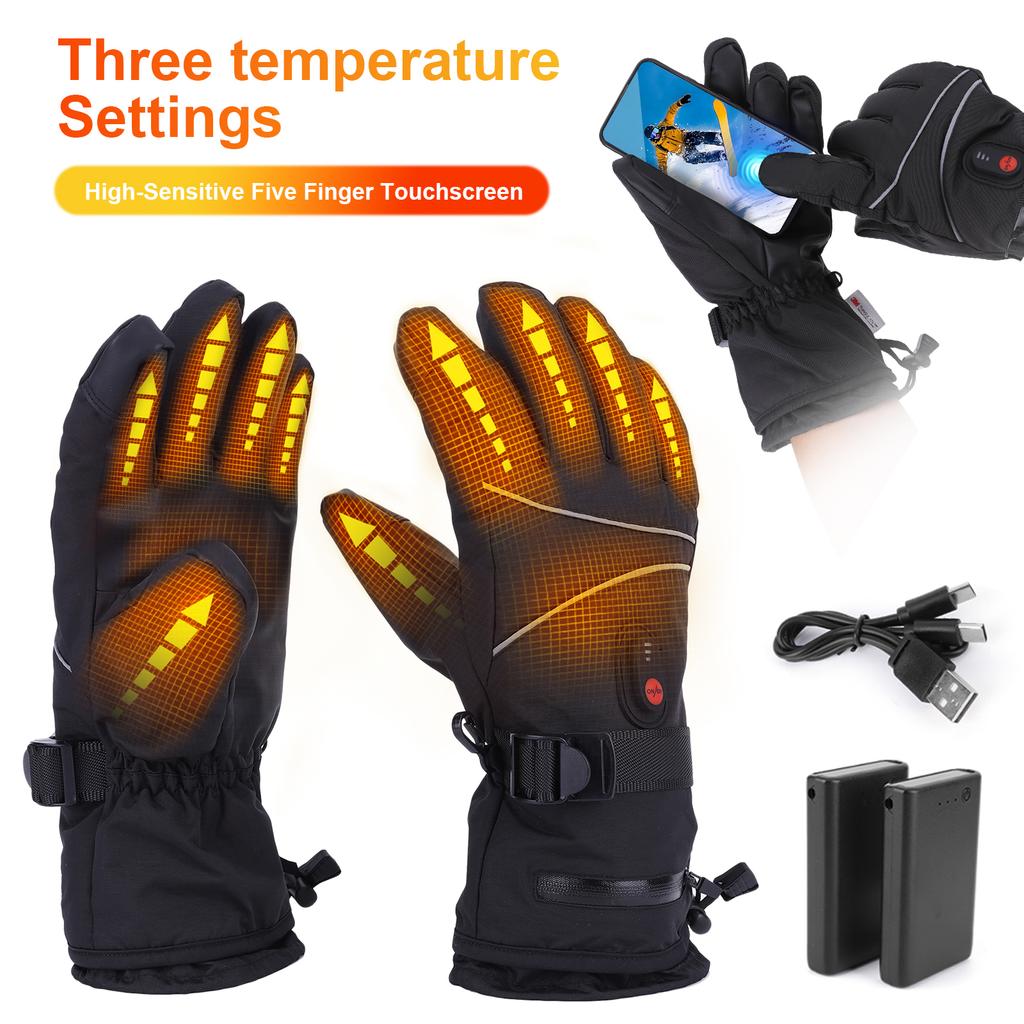 Electric Heating Gloves Touchscreen Waterproof Hand Warmer Rechargeable Anti-Scratch Heated Gloves for Motorcycle Bike Gloves
