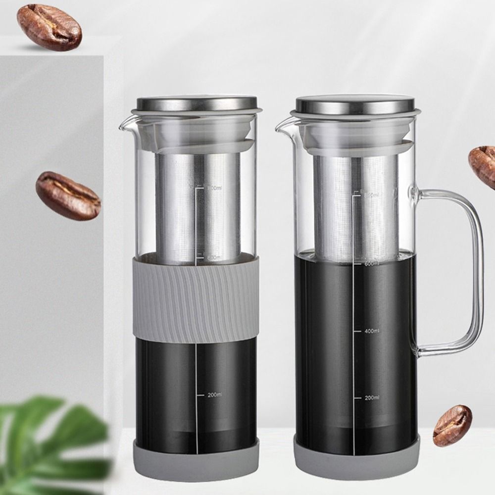 Герметичная крышка для приготовления холодного кофе, мелкоячеистый стальной заварник, стеклянный кофейный графин, фруктовый кувшин, подарок