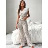 Homewear women's pajamas summer new sleeveless love printed trousers lace edge side seam temptation suit