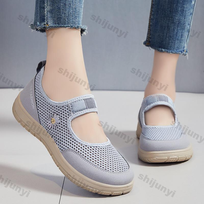 Fashion Women's Sandals Summer New Mesh Breathable Non Slip Fashion Sneakers Lightweight Comfortable Soft Sole Outdoor Casual Flat Shoes