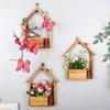 1 шт. Подвесная корзина, деревенский деревянный очаровательный настенный горшок с прилагаемой веревкой, декоративный настенный цветочный горшок в форме домика