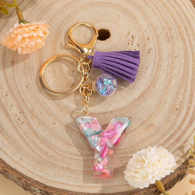 1 шт., держатель для ключей, подарок ручной работы, сумка с алфавитом AZ, кулон, брелок с кисточками и блестками, аксессуары для ключей