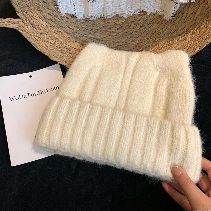Iron standard cat ears wool hat women's autumn and winter big head circumference cute warm cold hat showing small face cold ear protection knitted hat