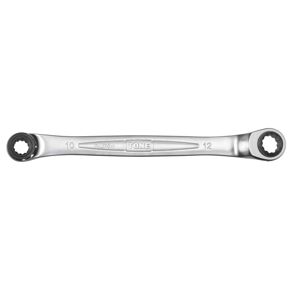 TONE 75 Degree Double Ended Ratchet Box Wrench Hole Width Across Flats 10 X 12 Mm (deep Type) RM75A-1012