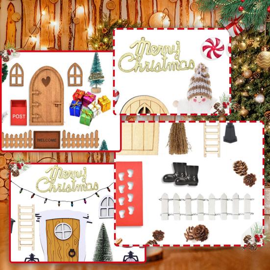 Рождественский дверной набор с гномом, 1/12, богатый элемент, тонкое мастерство, сказочные садовые украшения, миниатюрная рождественская дверь с эльфом