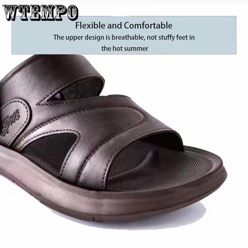WTEMPO Мужские летние сандалии с толстой подошвой и мягкой подошвой, повседневные шлепанцы, нескользящие домашние тапочки, модная походная обувь, приморская уличная пляжная обувь