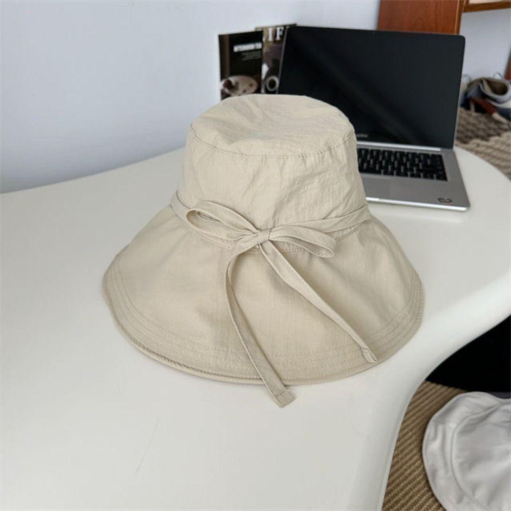 Wide Brim Cover Sunshade Basin Hat Sunshade Outdoor Fishing Cap Lace-up Fisherman Hat Summer