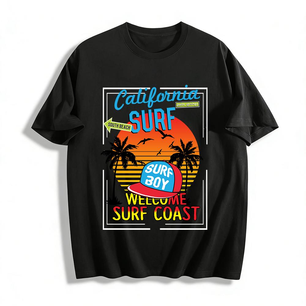 Графическая футболка California Surf Coast Палм-Спрингс Саут-Бич Топ Футболка из чистого хлопка