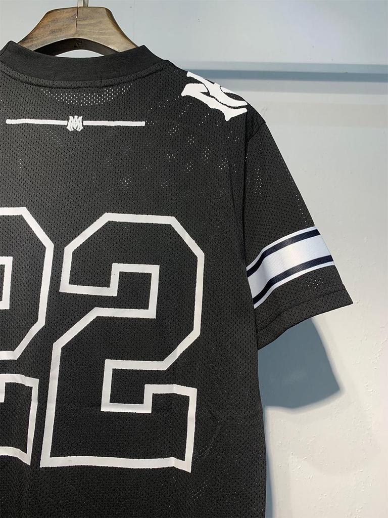 Мужская футболка American Trend Mesh с круглым вырезом и коротким рукавом, с принтом буквы «22»