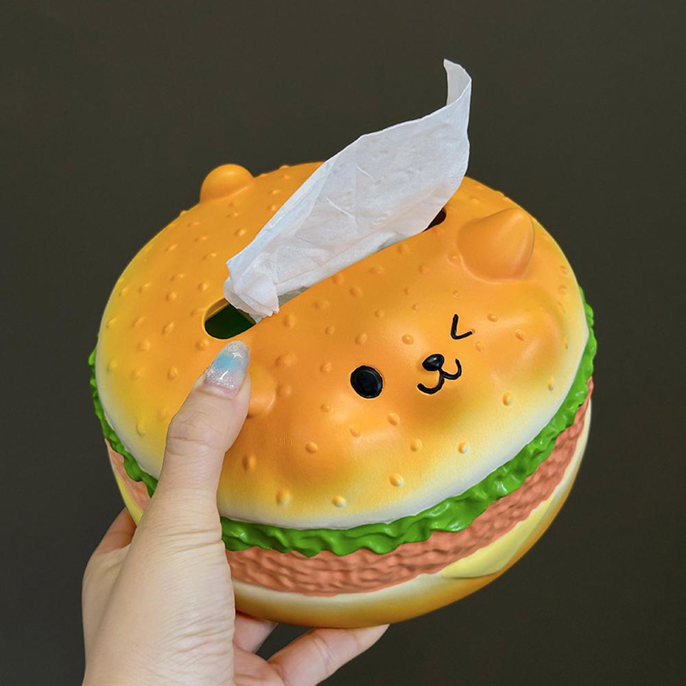 Figure Model Burger Dog Tissue Box Decorative Hamburger Fun Tissue Box  Home Decoration