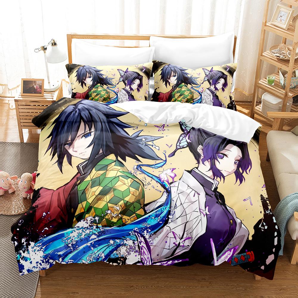 Anime Demon Slayer Bedding Collections Kamado Nezo With Bed Linen For Teens Girls Cartoon Twin Single Queen King Full Size Duvet Cover Collection