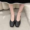 Women's Lightweight Casual Flats Square Toe Shoes Business Work Loafer Faux Leather Flats Slip On Low Heel Dressy Loafers Women Walking Driving Shoes