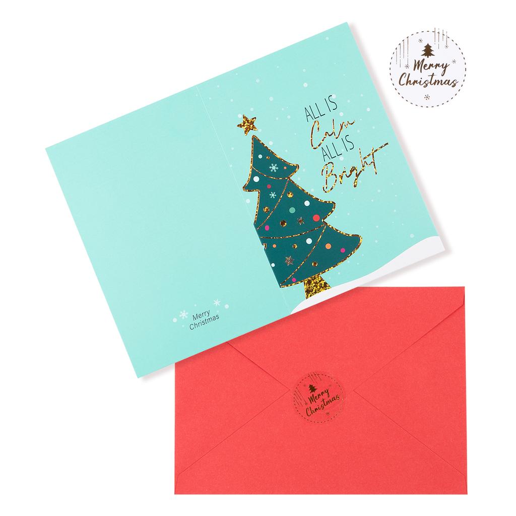 Merry Christmas Fold Greeting Cards with Envelope Xmas Party DIY Gifts Box Card for New Year Festival Decorations Navidad Noel