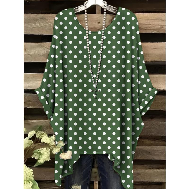 Большой размер, Женская повседневная футболка большого размера с коротким рукавом - Фиолетовый цветочный принт, Эластичный полиэстер, Круглый вырез, Можно стирать в машине, Комфорт круглый год