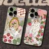 Милый Чехол-Клубничная Роза для Кошки Рэгдолл для iPhone 17 Air 16 15 14 Plus 13 12 Mini 11 Pro Max Жидкий Силикон Мягкий Чехол funda