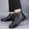 Brand Crocodile Pattern Men's Casual Shoes Luxury Man Black High Top Leather Boots Fashion Classic Men's High Top Lace Up Boots