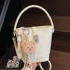 Popular Korean Simple Solid Color High-end Portable Bucket Bag Fashionable and Versatile Commuter Messenger Bag Woman