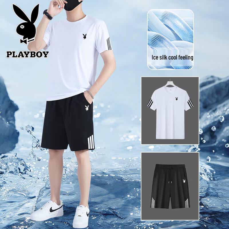 PLAYBOY Мужской комплект: футболка и шорты с быстрой сушкой
