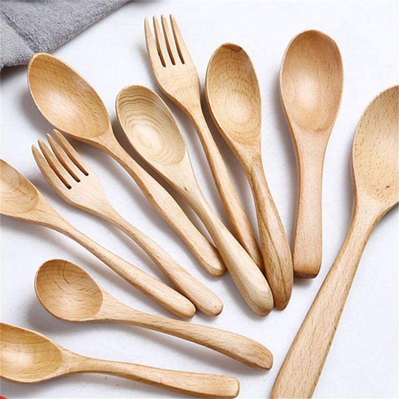 2 шт. деревянная посуда с надписями, оптовая продажа, маленькая деревянная ложка, японская ложка для меда, ложка для перемешивания кофе, ложка из цельного дерева