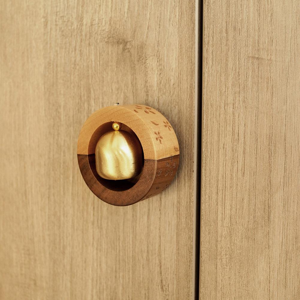 Медный колокольчик с рисунком Сакуры, входной дверной звонок, деревянный дверной звонок, подвесной ветровой звонок, беспроводной дверной звонок для домашнего декора, винтажный магнитный звонок