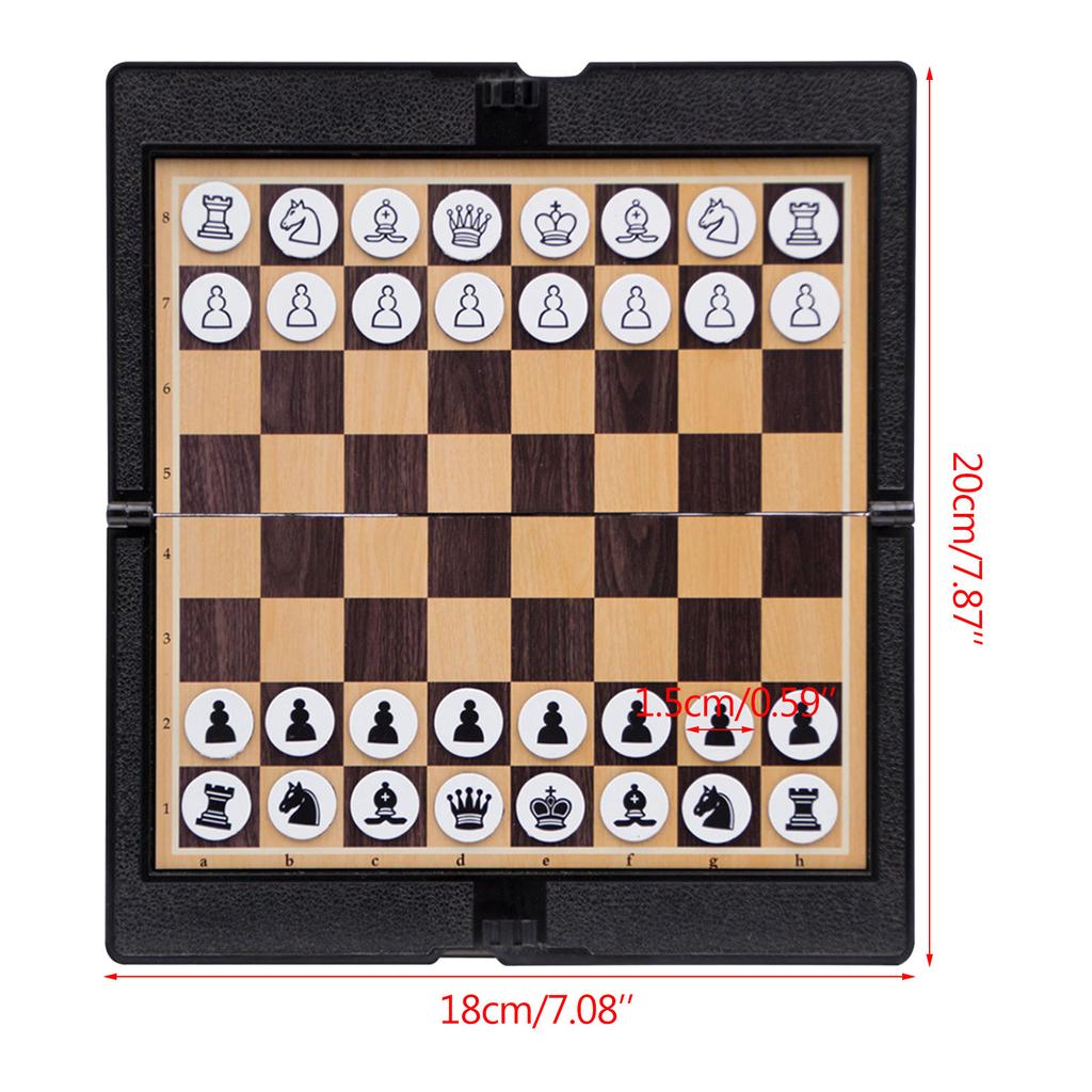 Foldable Chess Board Mini Size Magnetic Chess Set Travel Portable Wallet Pocket Chess Board Game for Camping Family Game