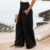 Women's Casual Loose High Waist Cotton Linen Wide Leg Long Pants With Pockets