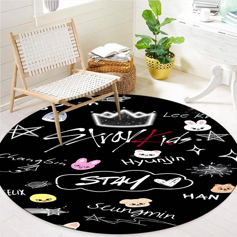 SKZ Round Area Rug,Carpet Rug for Living Room Bedroom Sofa Playroom Decor,Non-slip Floor Mat