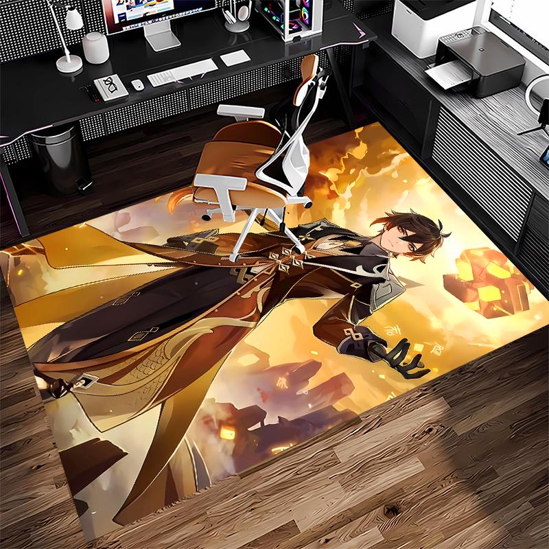 1pc Genshin Impact characters3 Print Area Rug - Soft, Washable Non-Slip Indoor Mat for Office Chairs, Living Room, Home Office Decorative Rug
