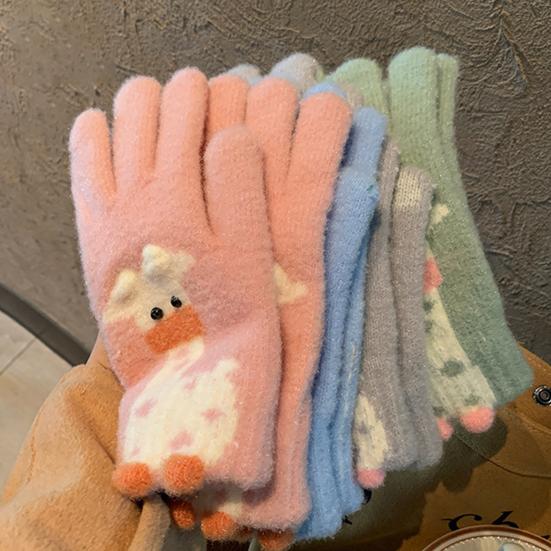 1 пара женских вязаных перчаток с жирафом, зимние теплые толстые перчатки с сенсорным экраном, для велоспорта на открытом воздухе