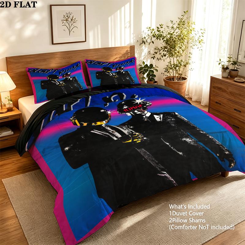 Daft Punk Bedding Quilt Set Quilt Cover Pillowcase Home Decoration Birthday Gift (1 * duvet cover + 2 * pillowcase, without core)