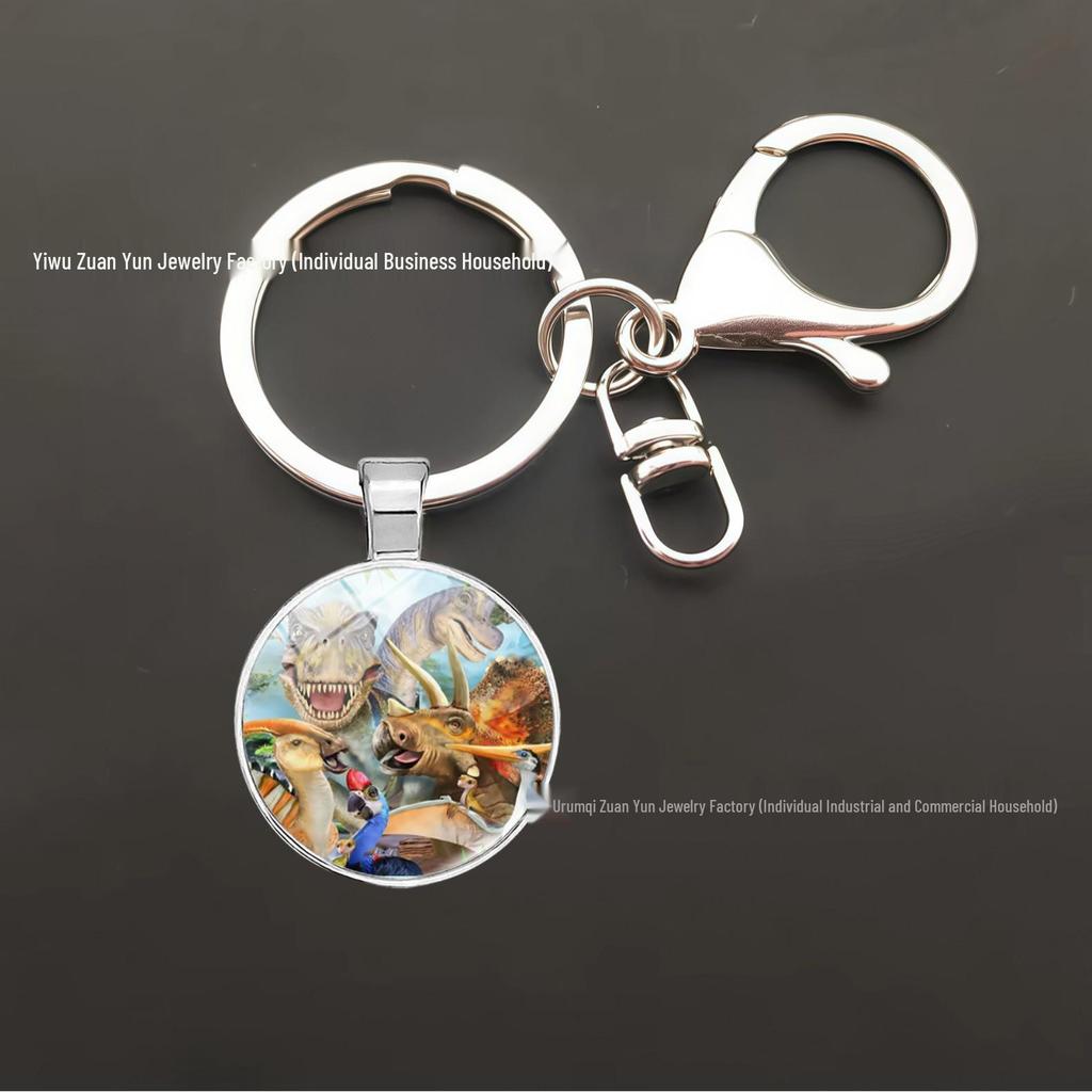 Dinosaur Keychain Pendant: T-Rex, Pterodactyl, Diplodocus, Spinosaurus with Metal Lobster Clasp - Popular European & American Design