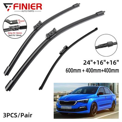 3 шт. щетки стеклоочистителя для SKODA Rapid 2012-2020 24 "16" 16 "подходят для переднего лобового стекла, оконные щетки, резак, аксессуары